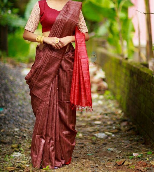 Ghicha Tussar Silk Saree, Saree Length : 6.3 m (with blouse piece)