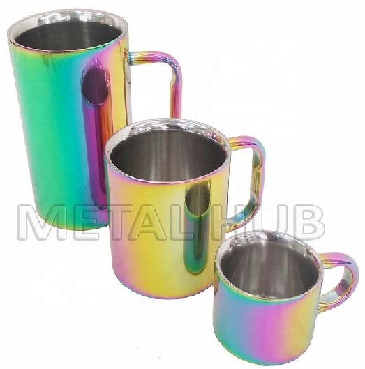 Metal Hub Rainbow Stainless Steel Mug, Style : American Style