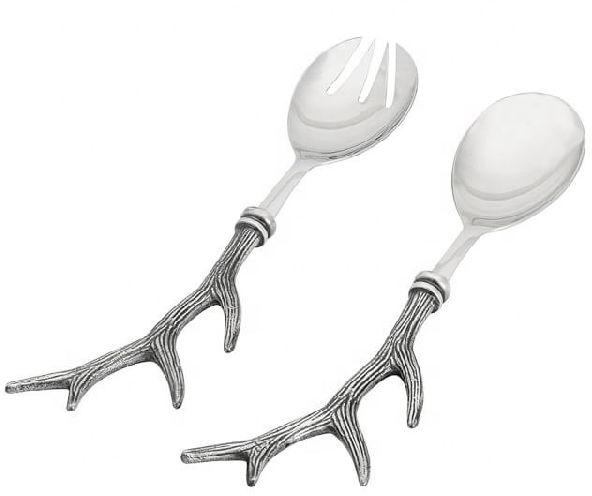 Stainless Steel Antler Salad Serving Spoon and Fork Set