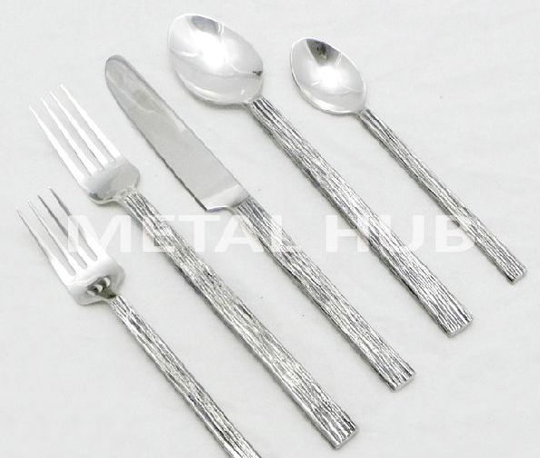 Stainless Steel Flatware Set with Rough Textured Handle