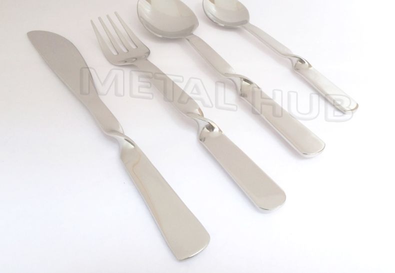 Stainless Steel Flatware Set with Twisted Handles