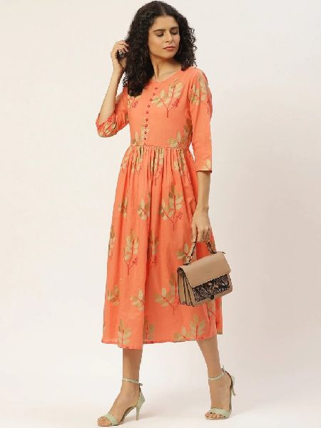 Floral Cotton Flared Dress