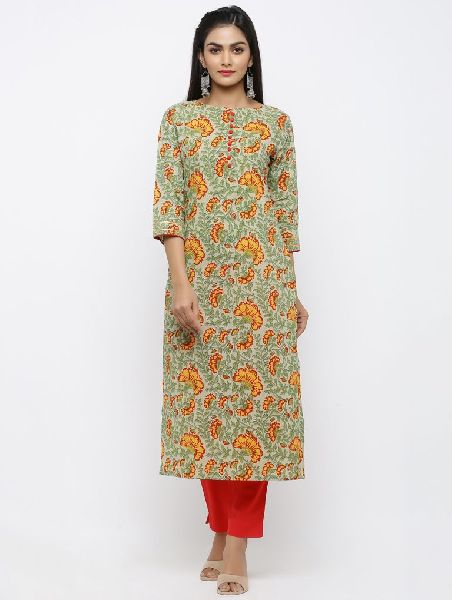Printed Green Cotton Suit Set, Occasion : Casual Wear