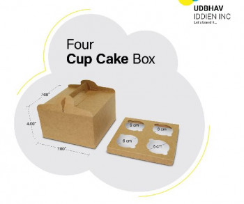 Square Kraft Paper Four cupcake box, for Jar Packagning, Pattern : Plain