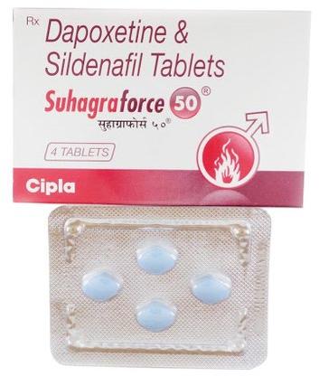 Suhagra Force 50mg Tablets, Packaging Size : Pack of 4