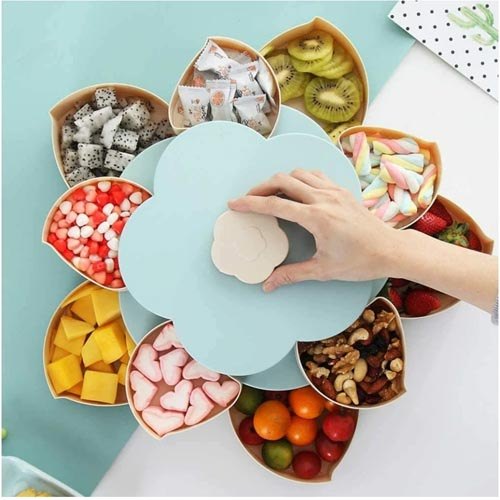 Plastic Double Layer Candy Box, Shape : Round