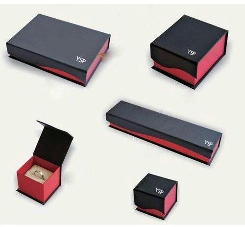 Printed Decorative Cardboard Jewelry Box, Color : Black Red