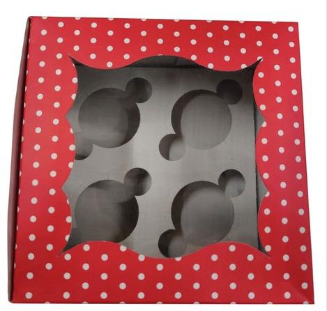Sqaure Cardboard Printed Cupcake Boxes, Size : 15x15 Inch