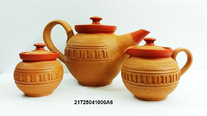 #karrukrafftclayart #teapotset #export #wholesale, Color : Natural