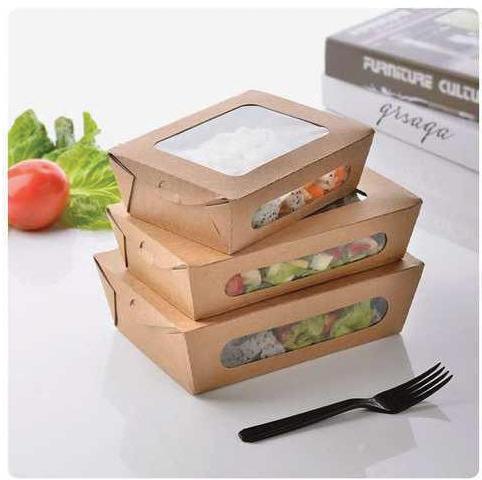 Salad Paper Packaging Box, Color : Brown