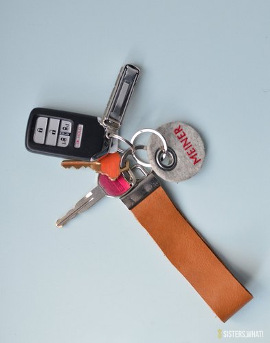 Leather Keychain Fob, Size : 2 inch