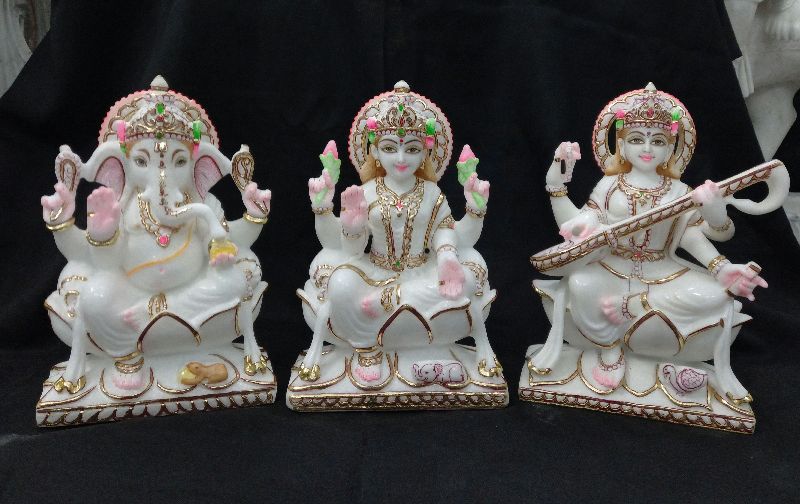 Marble Ganesh Laxmi Saraswati Statue, Feature : Dust Resistance, Smooth Finishing