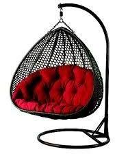 Rattan Wicker Double Seater Hanging Swing, for Outdoor, Indoor, Color : Black