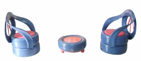 Multipurpose Tyre Chair Set, Color : Blue