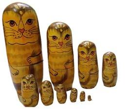 Wooden Cat Family Set, Packaging Type : Box