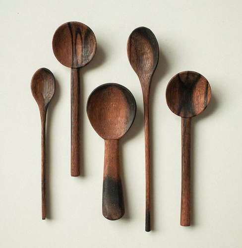 Polished Wooden Spoon Set, for Home, Hotel, Color : Brown