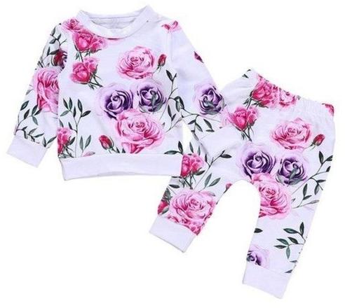 Cotton Printed Baby Outfit, Color : White, Pink, Green