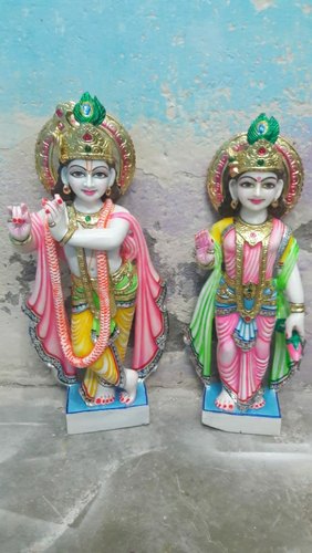 Multicolor Marble Radha Krishna Statue, For Home, Office, Shop, Pattern 