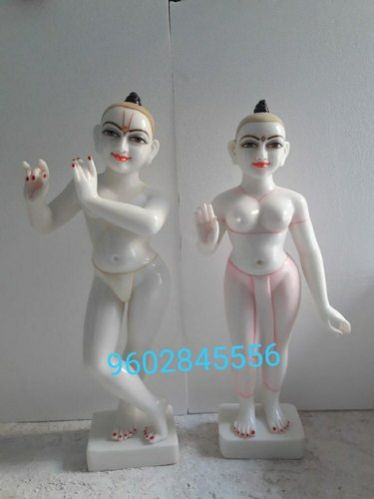 Iskcon Marble Radha Krishna Statue, For Home, Office, Pattern : Plain