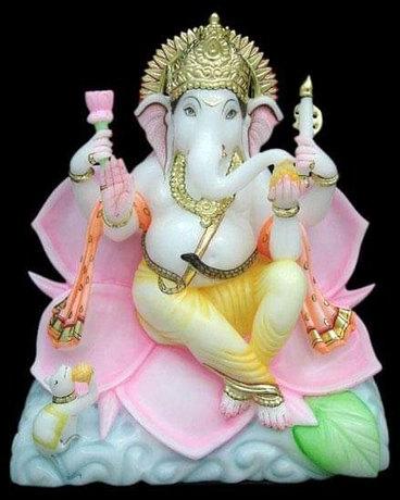Multicolor Marble Ganesh Statue, for Home, Office, Temple, Pattern : Printed