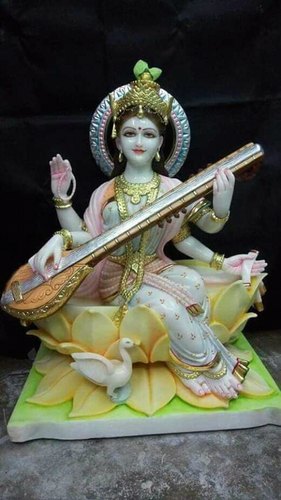 Multicolor Marble Saraswati Statue, Pattern : Painted