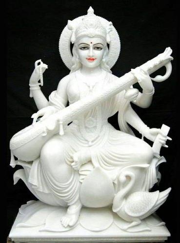 White Marble Saraswati Statue, Pattern : Plain