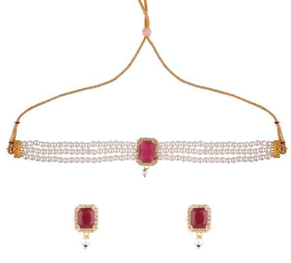 Polished Alloy MNT1324 CZ Jewellery Set, Occasion : Party Wear