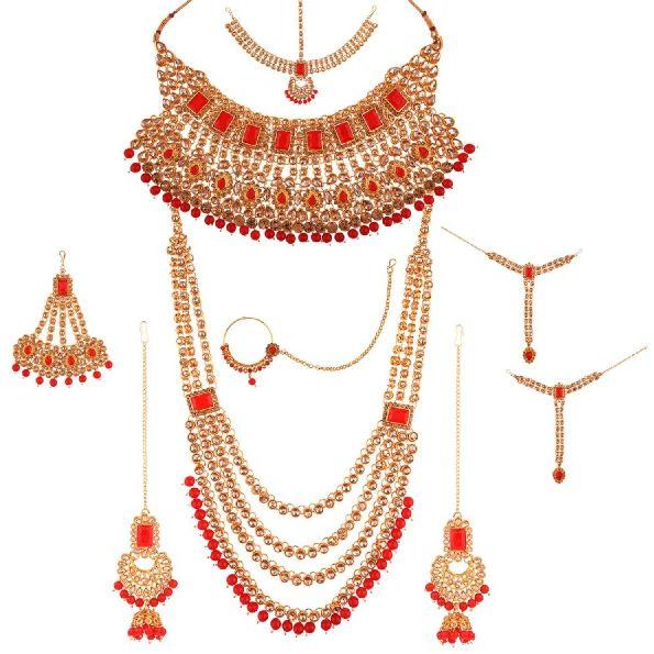 Metal Polished MNT1434 Bridal Jewellery Set, Color : Multi Color