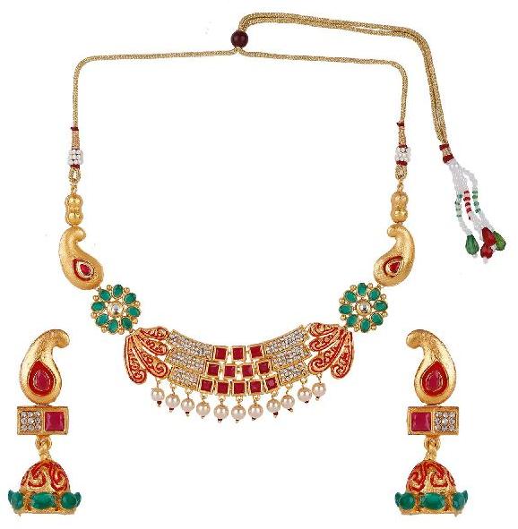 Polished Alloy MNT916 Enamel Jewellery Set, Color : Multi Color