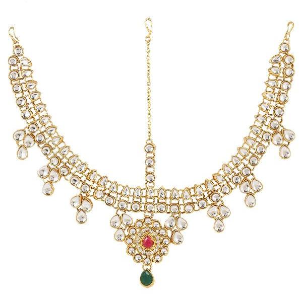 TK13 Maang Tikka with Head Chain, Color : Golden