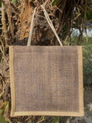 Blue Herringbone Jute Trendy Tiffin Bags