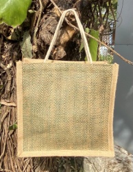 Green Herringbone Jute Trendy Tiffin Bags, for Good Quality, Easily Washable, Dry Clean, Attractive Pattern