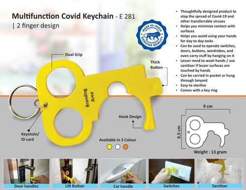ABS Plastic Multifunction Covid Keychain, Color : Yellow