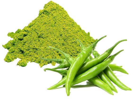 Green Chilli Powder, for Spices, Packaging Size : 100gm, 200gm, 250gm