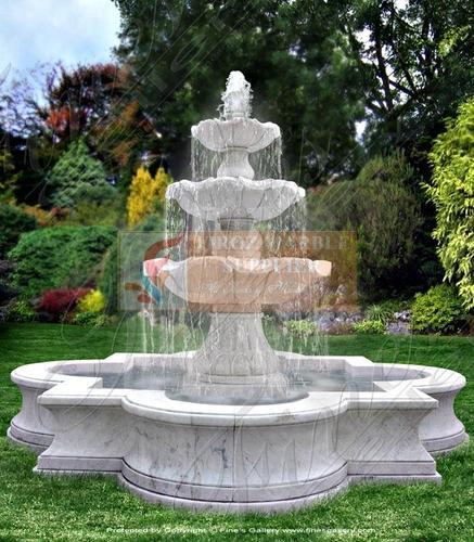 Polished Designer Marble Fountain, for Garden, Outdoor, Public Attraction Places, Feature : Bright Shining