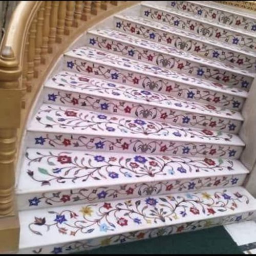 Polished Marble Inlay Staircase, for Home, Hotel, Office, Feature : Fine Finishing, Hard, Long Life