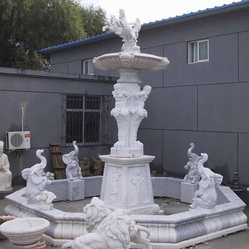 Polished Marble Statue Fountain, for Garden, Outdoor, Light Color : Multicolor