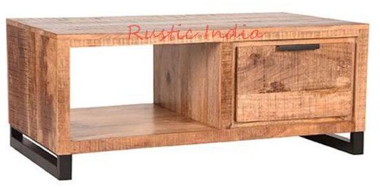 Rectangle Iron & Wooden Coffee Table, Size : 110x60x45 cms