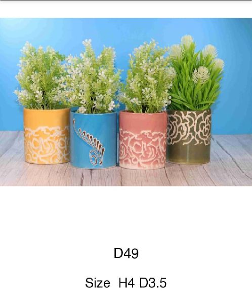 Ceramic Polished Pipe pots, for garden home decoration, Size : 4x3.5