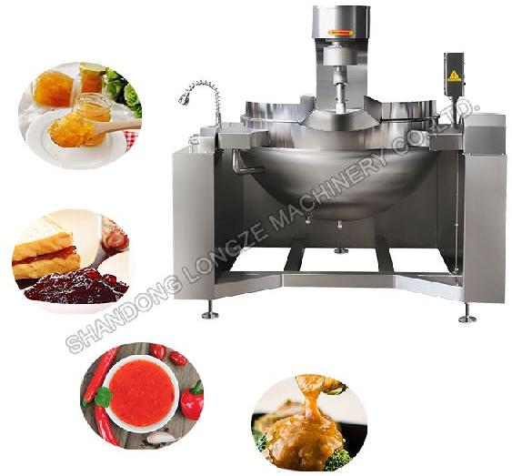 Tilting Steam-heating Jacketed Mixing Kettle/Cooking Mixer Machine With Scraper And Agitator