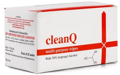 CleanQ Multipurpose Alcohol Wipes (Pack Of 25)