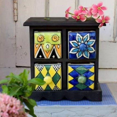 Square Painted Ceramic Drawer