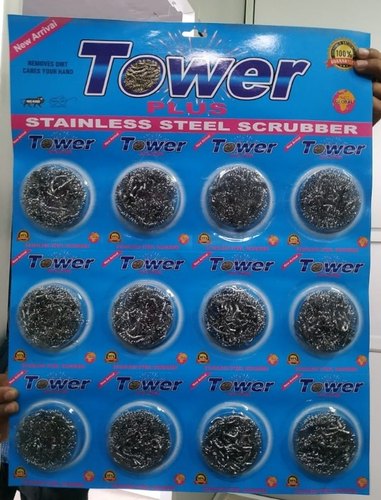 Tower Plus Stainless Steel Scrubber, Color : Silver