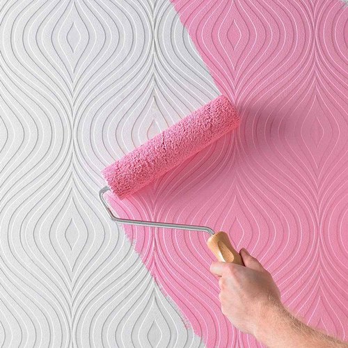 PVC paintable wallpaper, for Home, Color : Pink