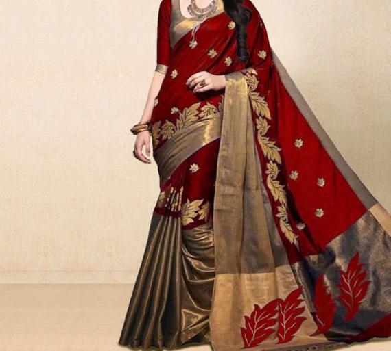 Silk Party Wear Zari Saree, Feature : Anti-Wrinkle, Comfortable