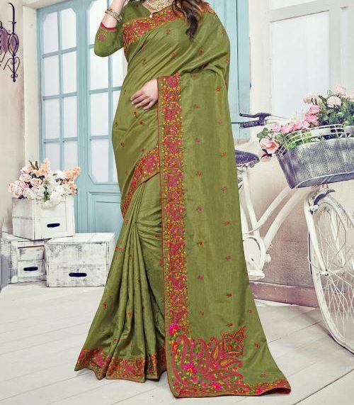 Resham Work Wedding Saree, for Easy Wash, Dry Cleaning, Packaging Type : Packet, Poly Bag
