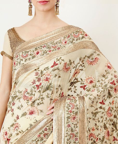 Thread Embroidered Saree