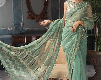 Trendy Wedding Saree, for Dry Cleaning, Packaging Type : Packet, Poly Bag
