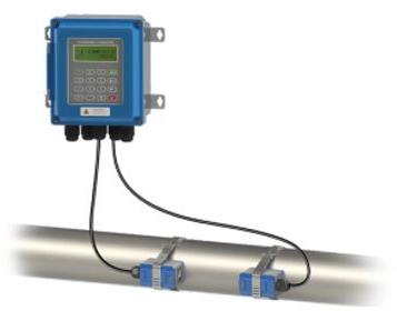 Manual Stainless Steel Ultrasonic Clamp-On Flow meter, for Water Chemicals, Packaging Type : Carton Box