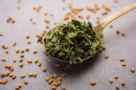 Natural Dried Fenugreek Leaves, for Cooking, Spices, Food Medicine, Cosmetics, Color : Green